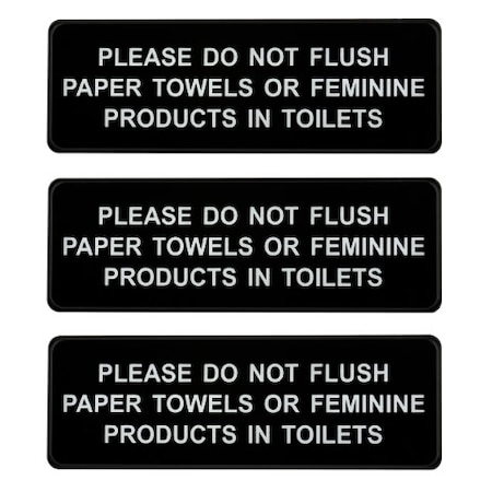 Alpine Industries 9"x 3"Please Do Not Flush Paper Towels or Feminine Products in Toilets Sign, PK15 ALPSGN-B-4-15pk
